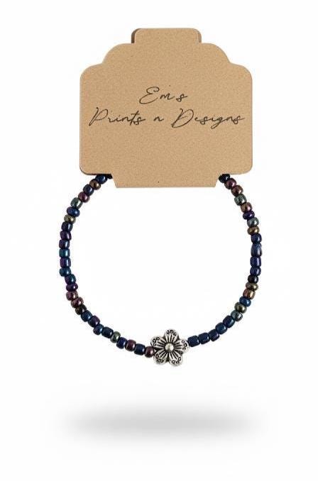 Handmade Stretch Elastic Seed Bead Charm Bracelet