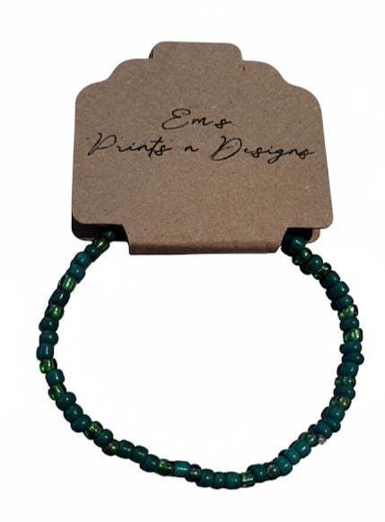 Handmade Green Stretch Elastic Seed Bead Bracelet