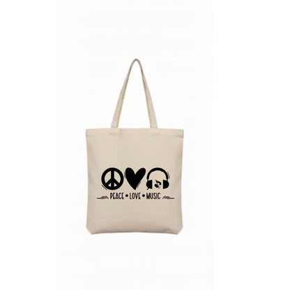 Canvas Peace/Love/Music Tote Bag