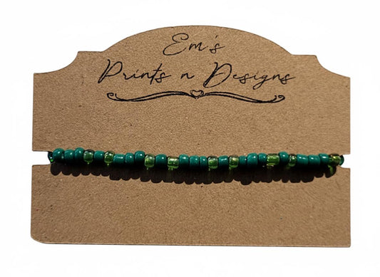 Handmade Green Stretch Elastic Seed Bead Bracelet