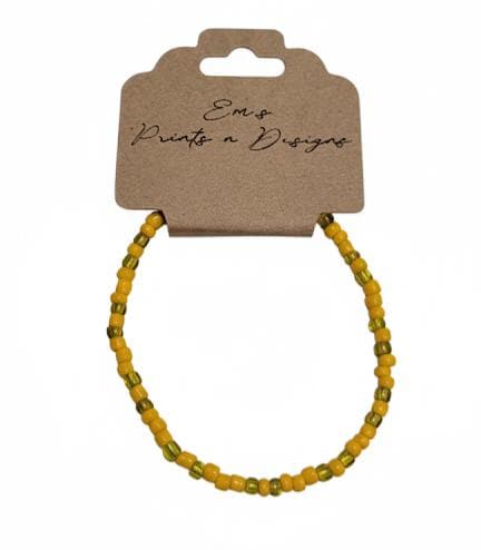 Handmade Yellow Stretch Elastic Seed Bead Bracelet