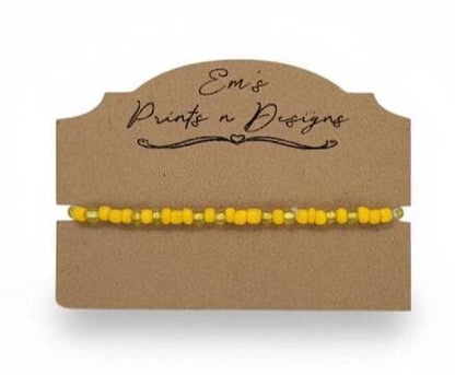 Handmade Yellow Stretch Elastic Seed Bead Bracelet