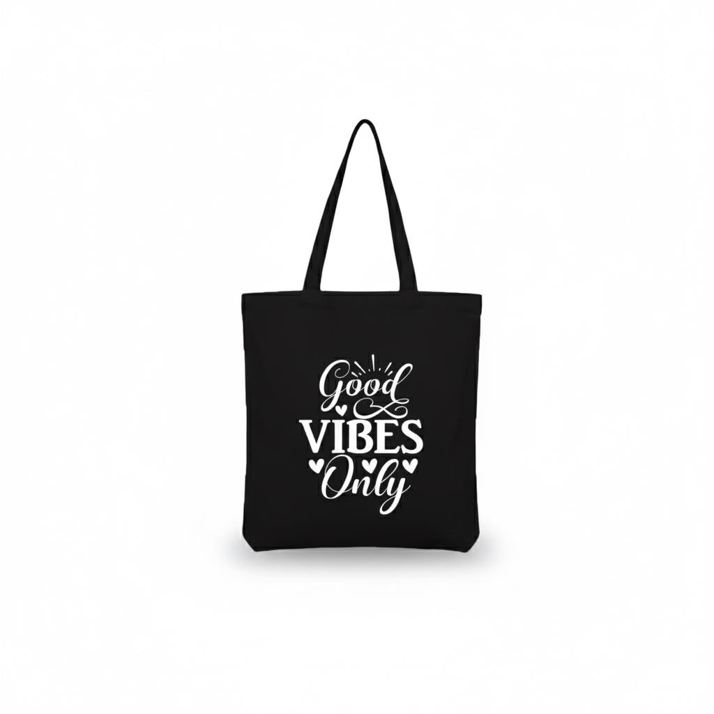 Canvas "Good Vibes Only" Shopping Tote Bag - Choice of Colour