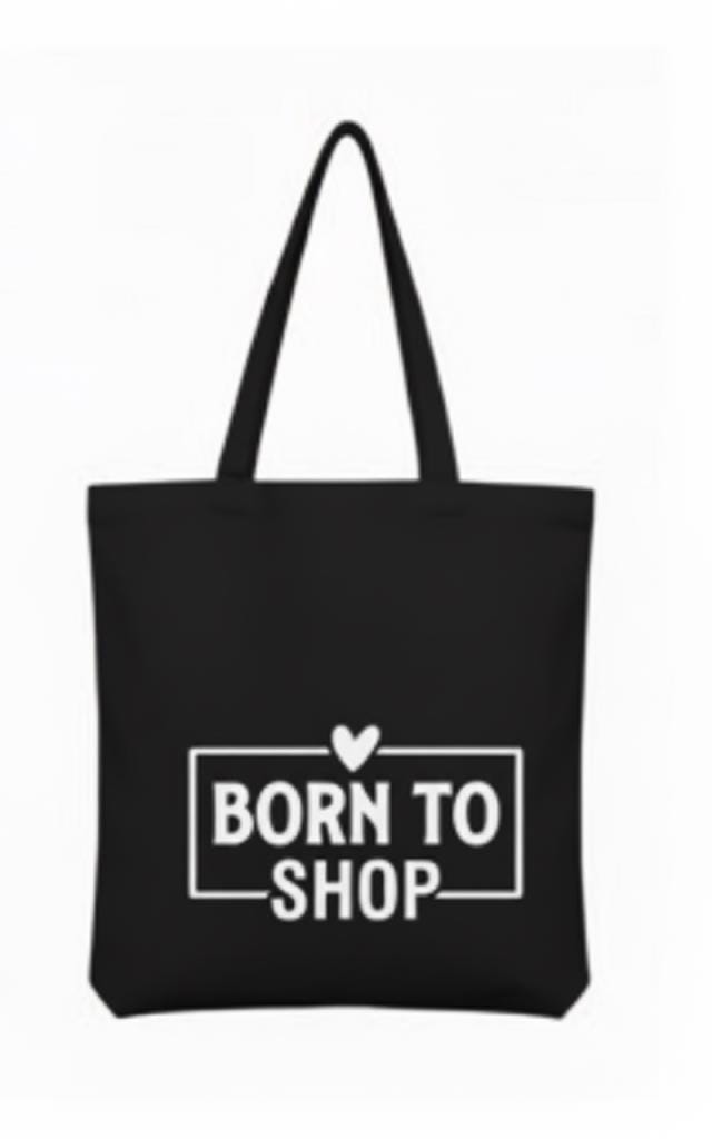Canvas "Born to Shop" Shopping Tote Bag - Choose your colour