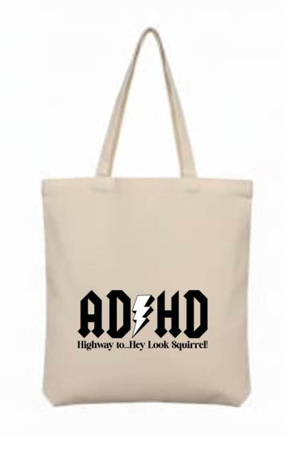Canvas "ADHD" Shopping Tote Bag - Choose your colour