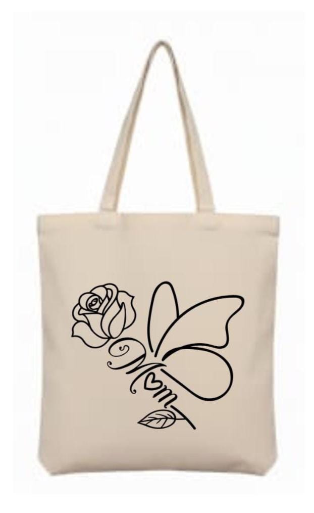 Canvas "Mom" Shopping Tote Bag - Choose your colour