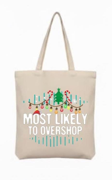 Canvas Christmas Shopping Tote Bag