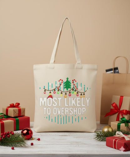 Canvas Christmas Shopping Tote Bag