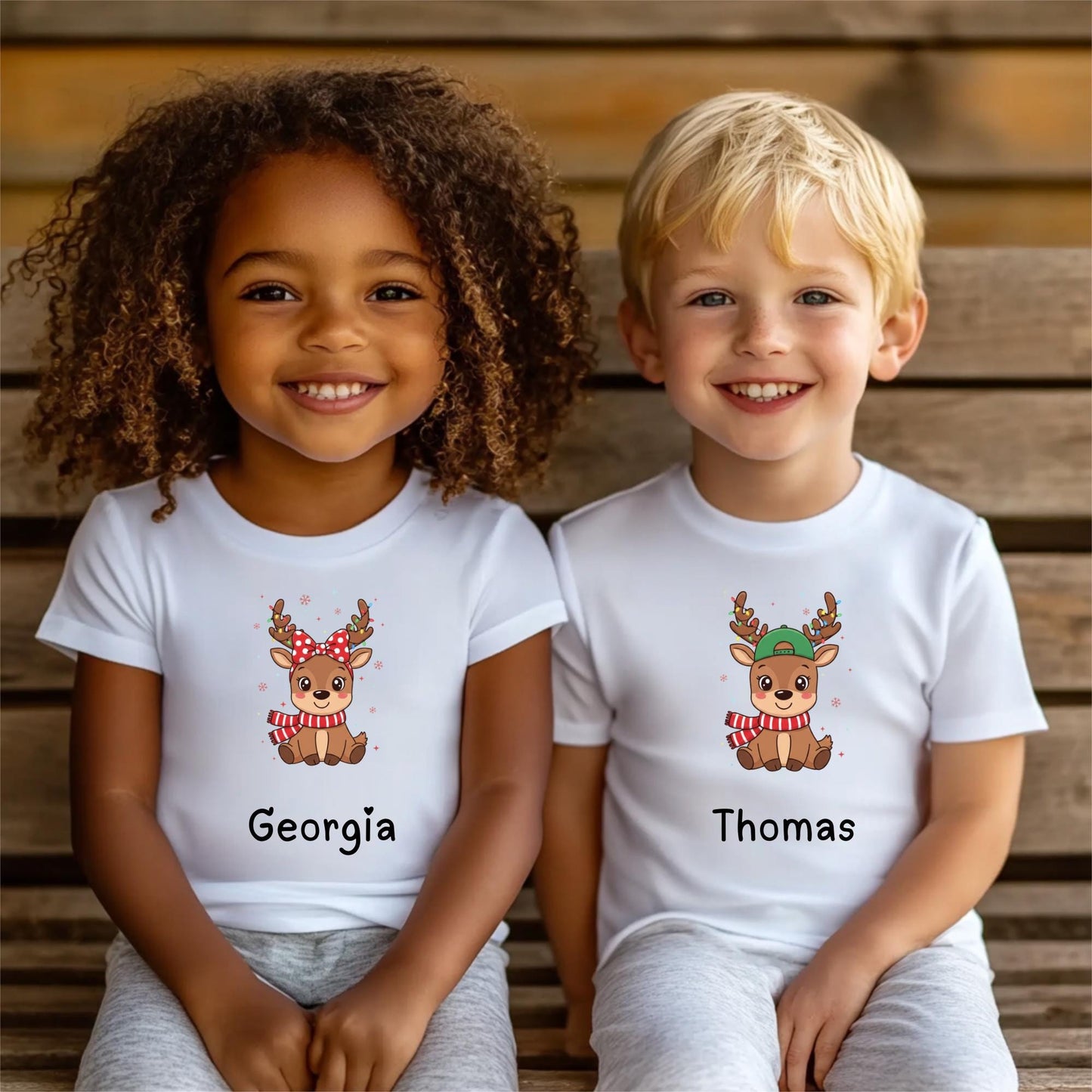 Cute Kids Christmas Reindeer T-Shirt - Various sizes