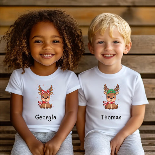 Cute Kids Christmas Reindeer T-Shirt - Various sizes