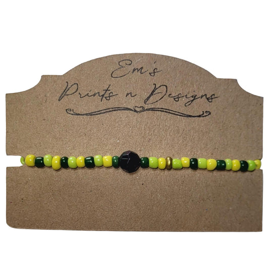 Handmade Green/Lime Green Stretch Elastic Seed Bead Bracelet