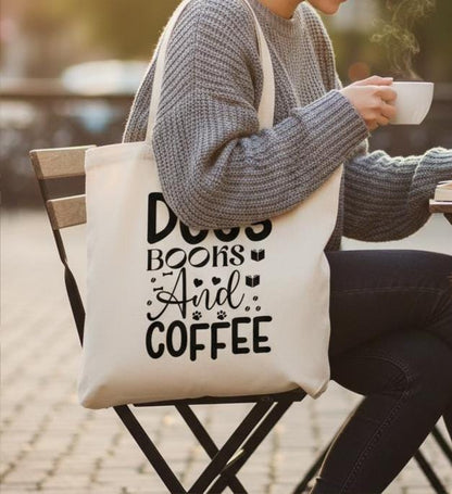 Canvas Dog Books Coffee Shopping Tote Bag - Choose your colour