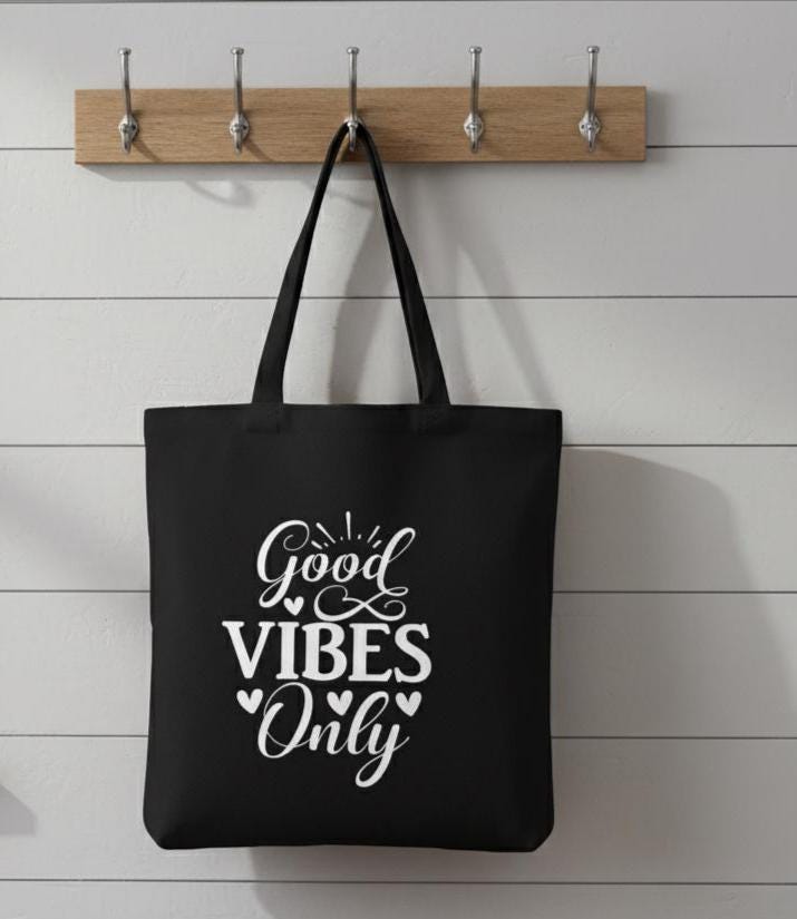 Canvas "Good Vibes Only" Shopping Tote Bag - Choice of Colour