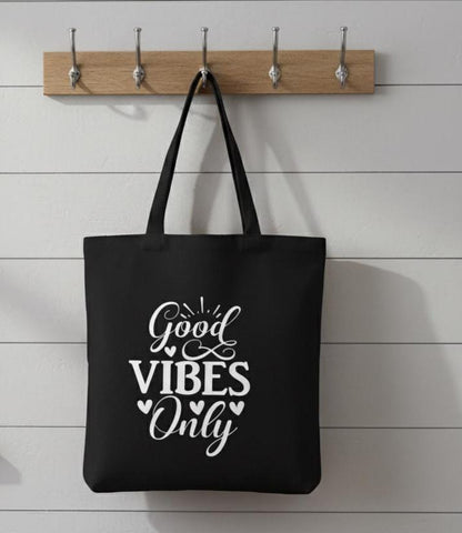 Canvas "Good Vibes Only" Shopping Tote Bag - Choice of Colour