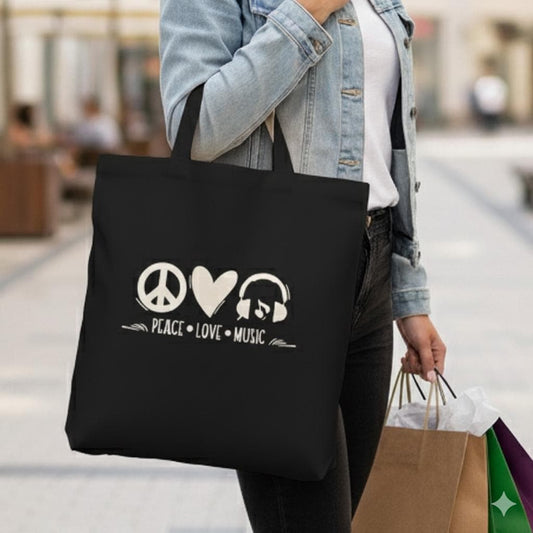 Canvas Peace/Love/Music Tote Bag