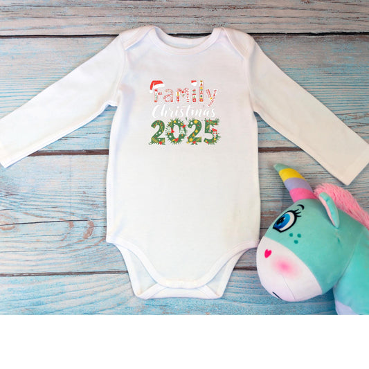 Family Christmas 100% Cotton Long Sleeve Baby Onesie
