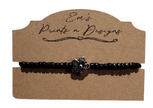 Handmade Stretch Elastic Seed Bead Charm Bracelet