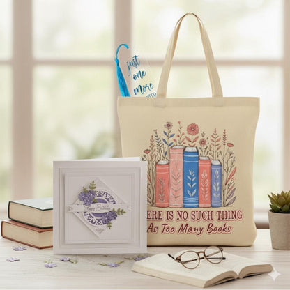 Book Lover Gift Bundle - Tote Bag, Bookmark, Birthday Card