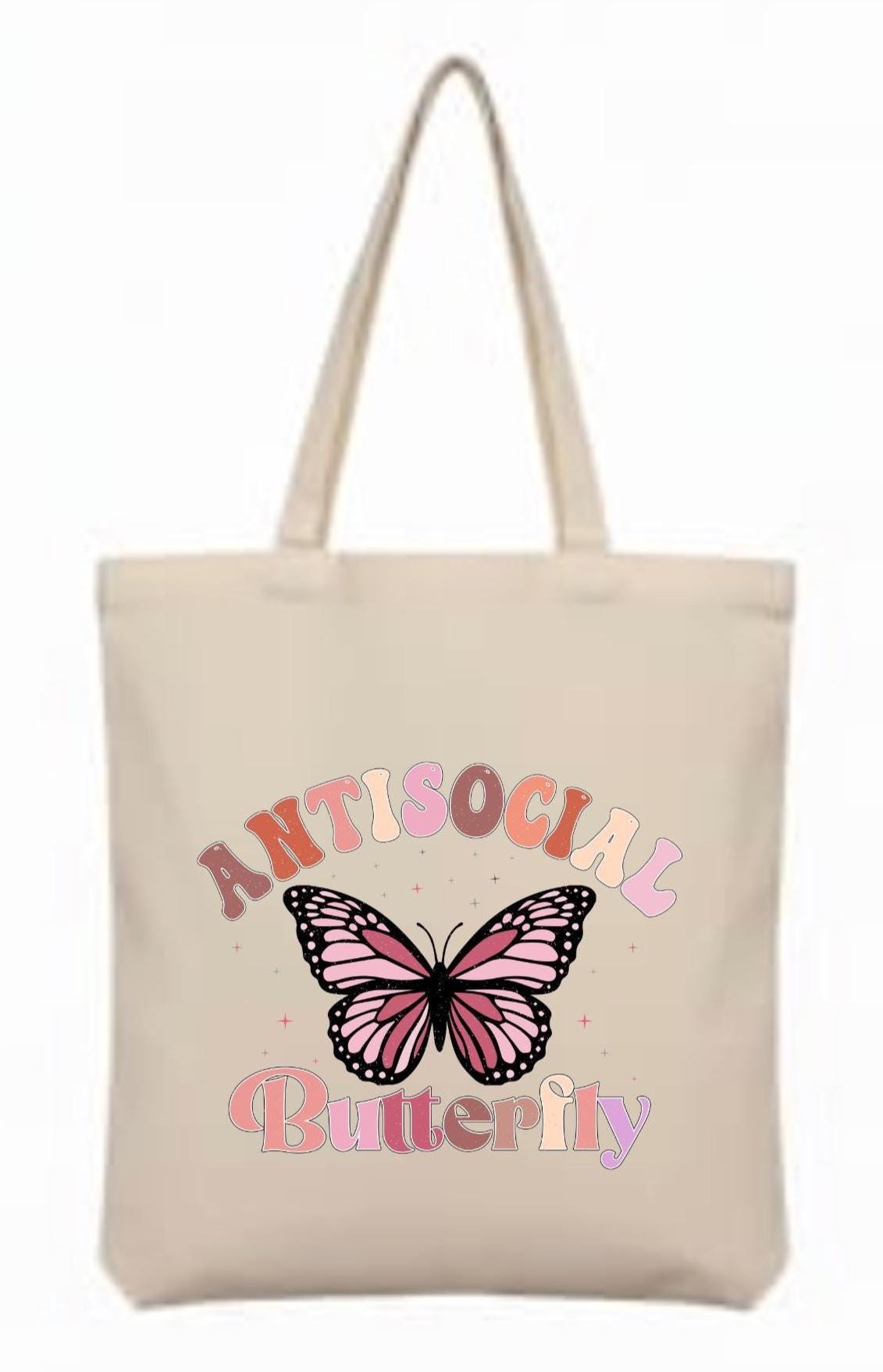 Canvas Anti Social Butterfly Shopping Tote Bag